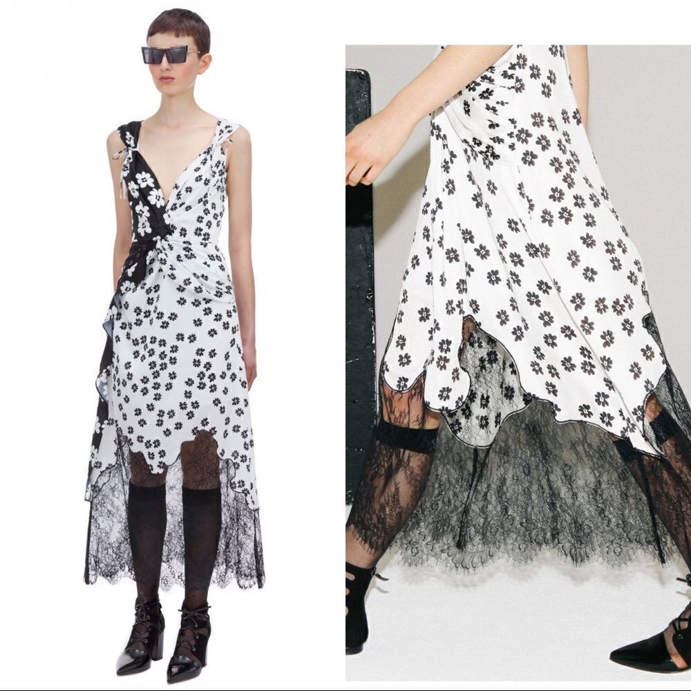 Self Portrait Sleeveless Daisy Lace Trim Dress